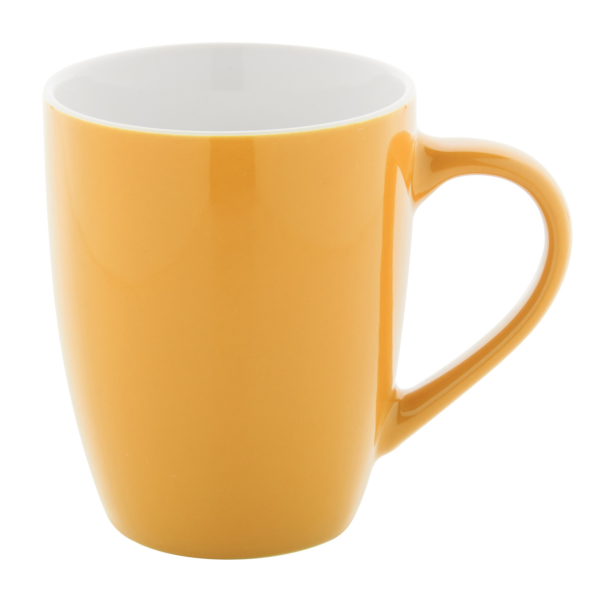 gelber-konischer-hoher-bauchiger-tasse-Becher-gelb