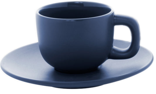 matt-blaue-Espressotasse-blau-matt-mit-Untertasse-Logo-Aufdruck-Keramik