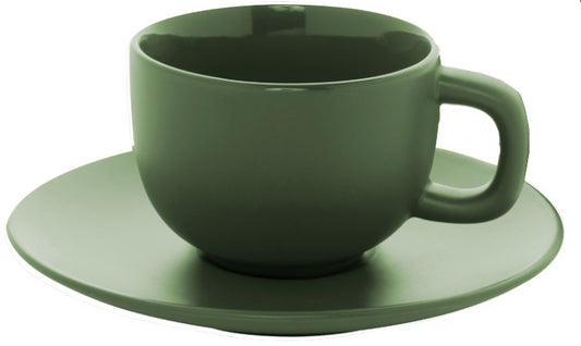 matt-gruene-Kaffeetasse-gruen-matt-mit-Untertasse-Logo-Aufdruck-Keramik
