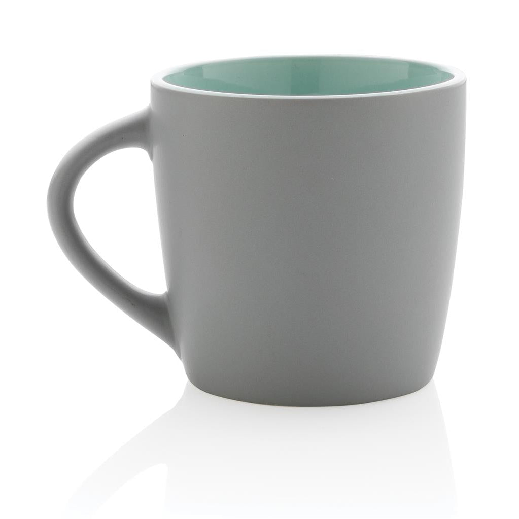 matter-Becher-Tasse-Keramik-aussen-grau-matt-innen-gruen-bedrucken-lassen