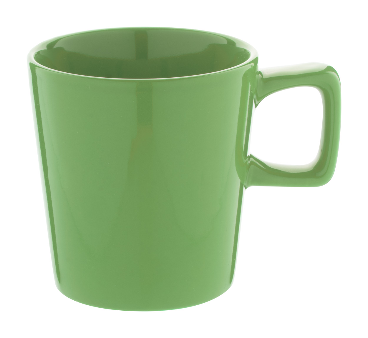 Tasse-gruen-Griff-eckig-mit-Logo-bedrucken