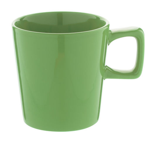 Tasse-gruen-Griff-eckig-mit-Logo-bedrucken