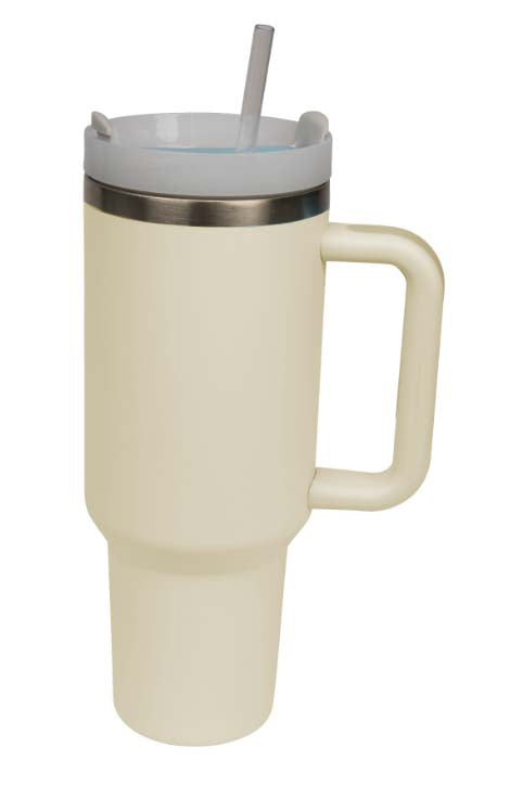 creme-beige-matter-Edelstahl-Thermobecher-matt-1-Liter-mit-Trinkhlam-Strohhalm