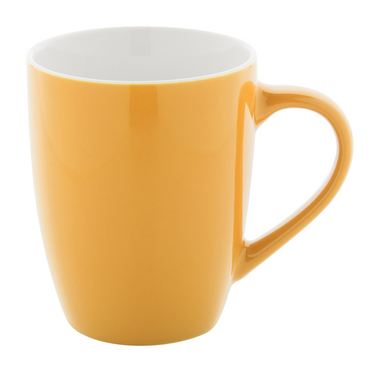 gelber-konischer-hoher-bauchiger-tasse-Becher-gelb