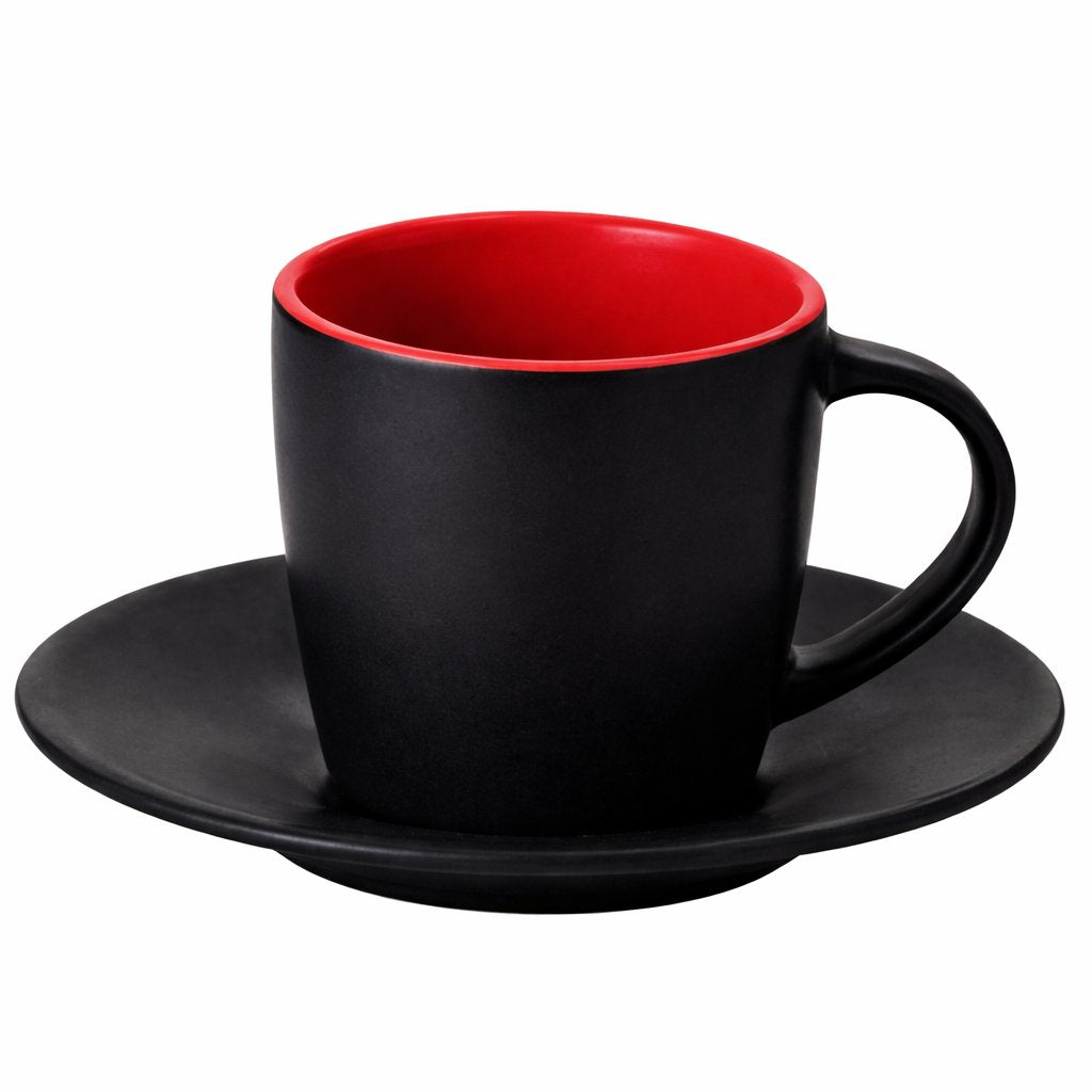 matte-schwarze-tasse-mit-untertasse-unterteller-bedrucken-innen-rot