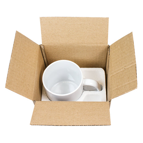 PQ-02 Transportverpackung für einen Becher mit Styroporhalbschalen - Preis Beispiel 150 Stück 1,45 EUR